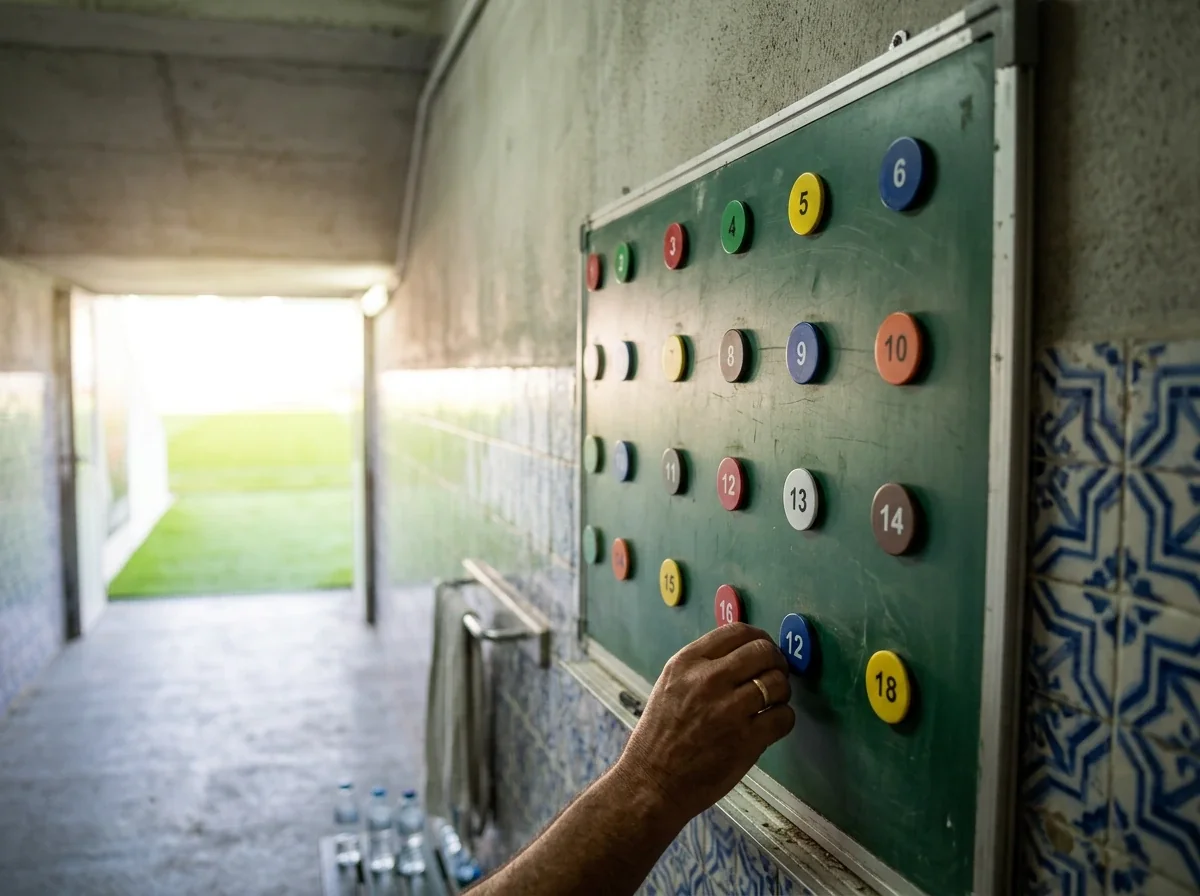 Overzicht van het Primeira Liga-competitieformat met 18 teams op een tactisch bord in een Portugees stadion
